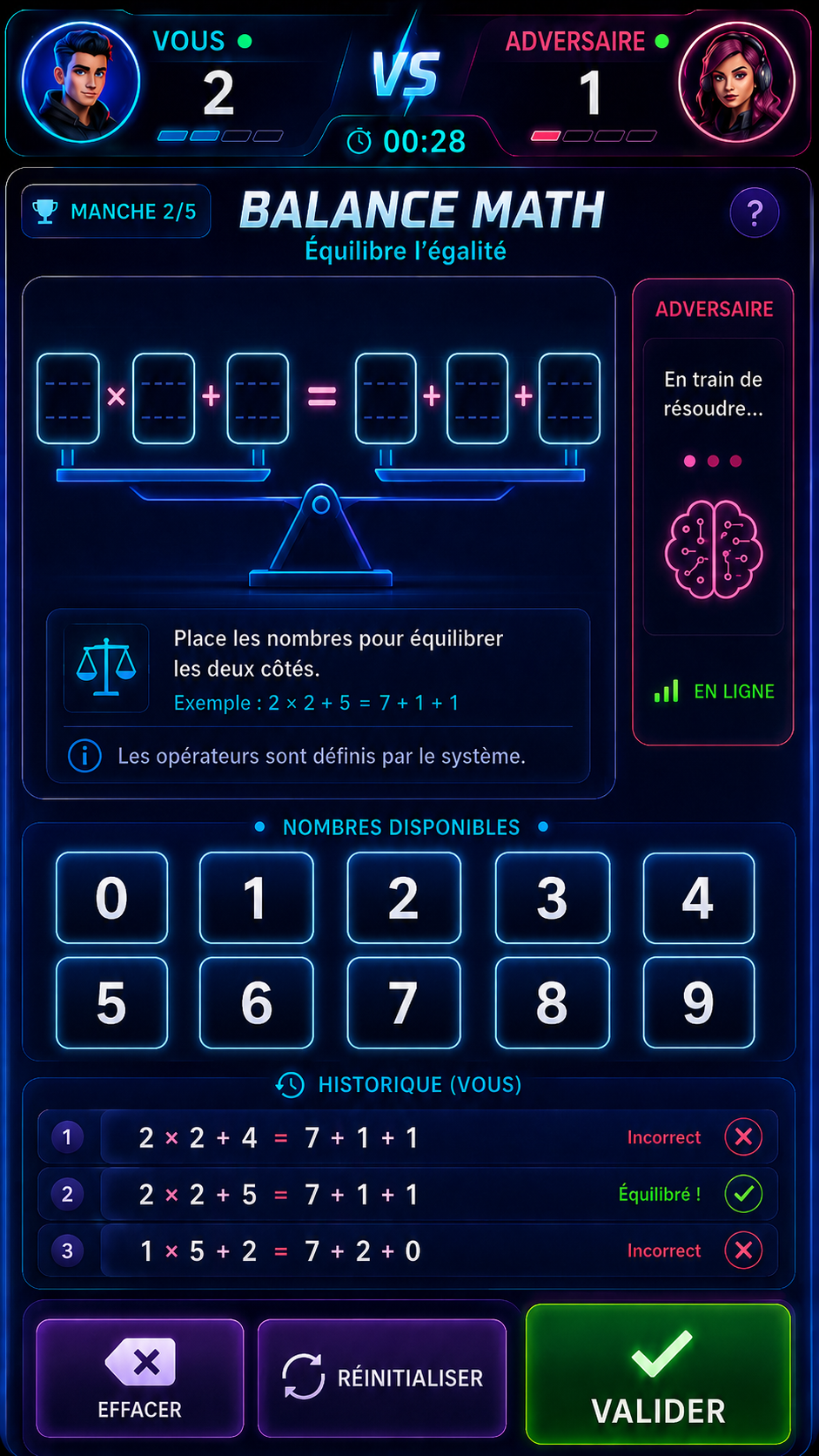 Balance Math gameplay