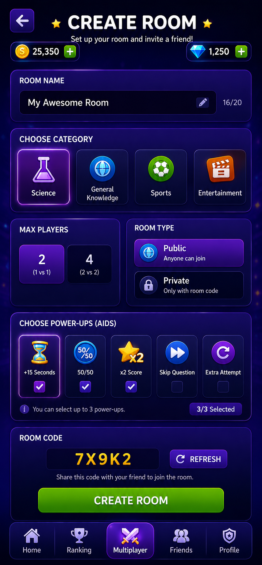 Create Room screenshot